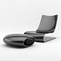 Black Modern Leisure Chair With Sleek Curved Design Matching Ottoman And Smooth Surface
