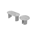 Modern Dining Table With Oval Shape And Textured Legs And Smooth Surface 3d model
