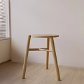 Light Wood Side Table With Round Top Three Legs And Simple Design 3d model