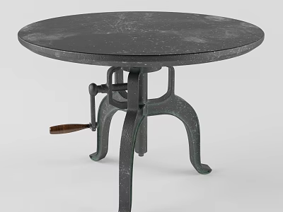 Industrial Style Round Coffee Table With Metal Legs And Textured Top 3d model