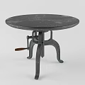 Industrial Style Round Coffee Table With Metal Legs And Textured Top