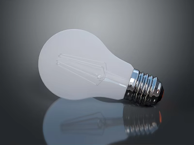 Energy Efficient LED Light Bulb With White Glass And Silver Base Reflective Design 3d model