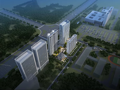 Modern School Building Complex With Tall Structures Green Areas And Campus Facilities 3d model