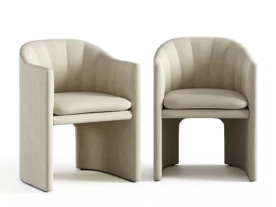 Beige Accent Leisure Chairs With Curved Backrest And Modern Minimalist Design 3d model