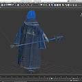 Game Movie Female Character In Blue Brown Cloak Belt Pouch Hat Gray Pants Boots
