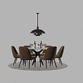 Modern round dining table and chair 3d model