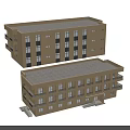 Two Story School Building With Gray Roof Beige Exterior Multiple Windows And Balconies