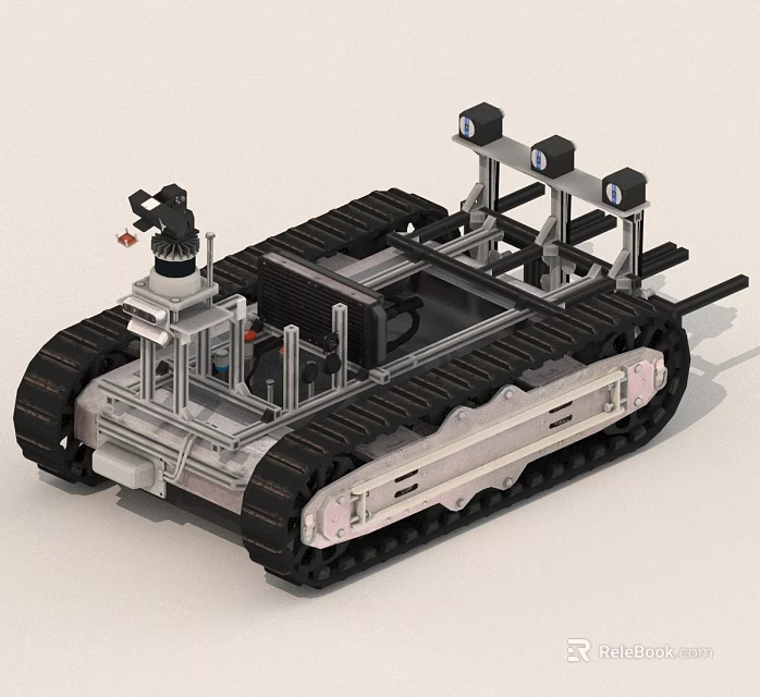 Tracked Robotic Platform With Metal Frame And Equipment Mounts 3d model 