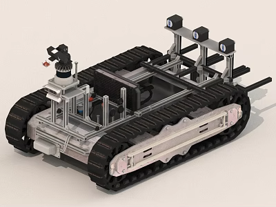 Tracked Robotic Platform With Metal Frame And Equipment Mounts 3d model