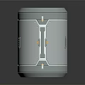 Modern Cylindrical Device With Silver Gray Body Blue Top And Yellow Accents