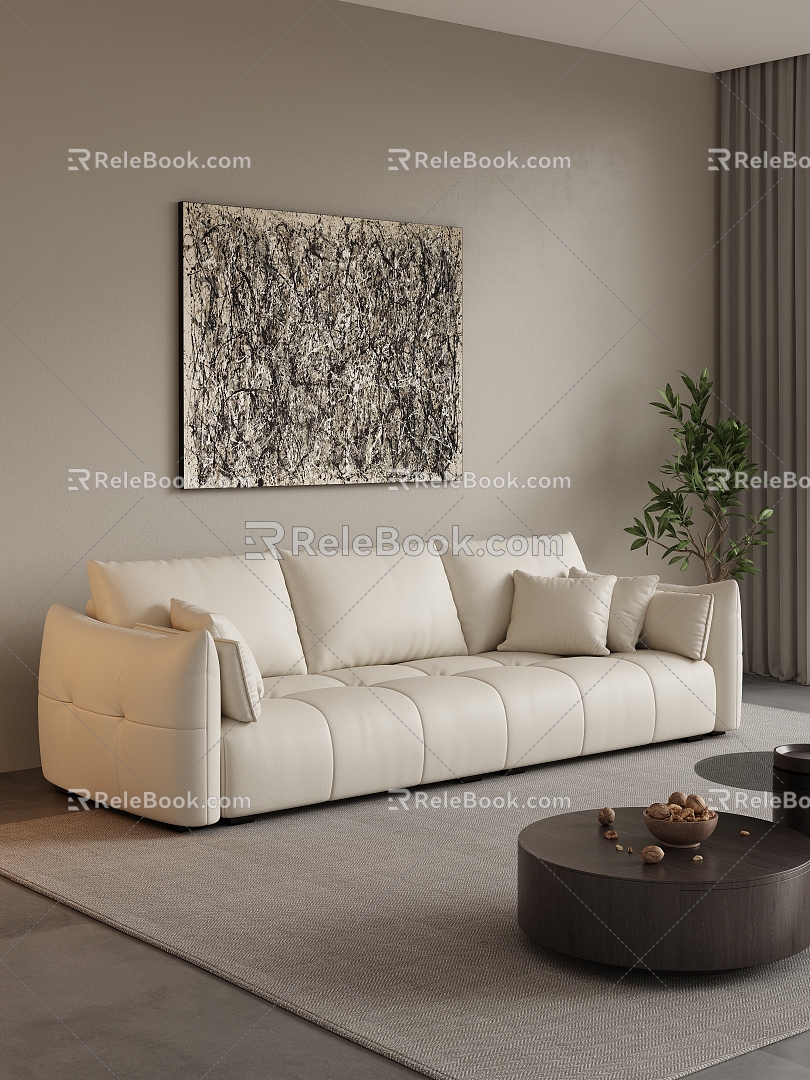 Modern Multiplayer Sofa Sofa Coffee Table Combination 3d model