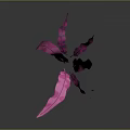 Low Poly Pink Plant With Geometric Leaves On Black Background Showing Reflection And Light Spots