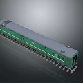 Green Train Carriage 3D Model With Gray Roof Windows And Detailed Design