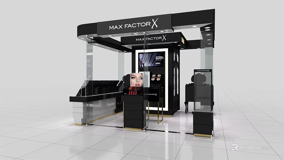 Max Factor X Beauty Store With Modern Display Counters And Product Displays 3d model