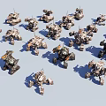Futuristic Mechanical Weapons Featuring Large Cannons Armored Bodies And Mechanical Legs