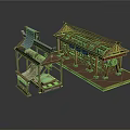 Traditional Ancient Wooden Textile Equipment With Scrolls Fabric And Frames