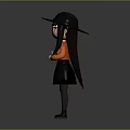 Game Movie Character In Black Witch Hat Orange Top And Black Dress With Crossed Hands