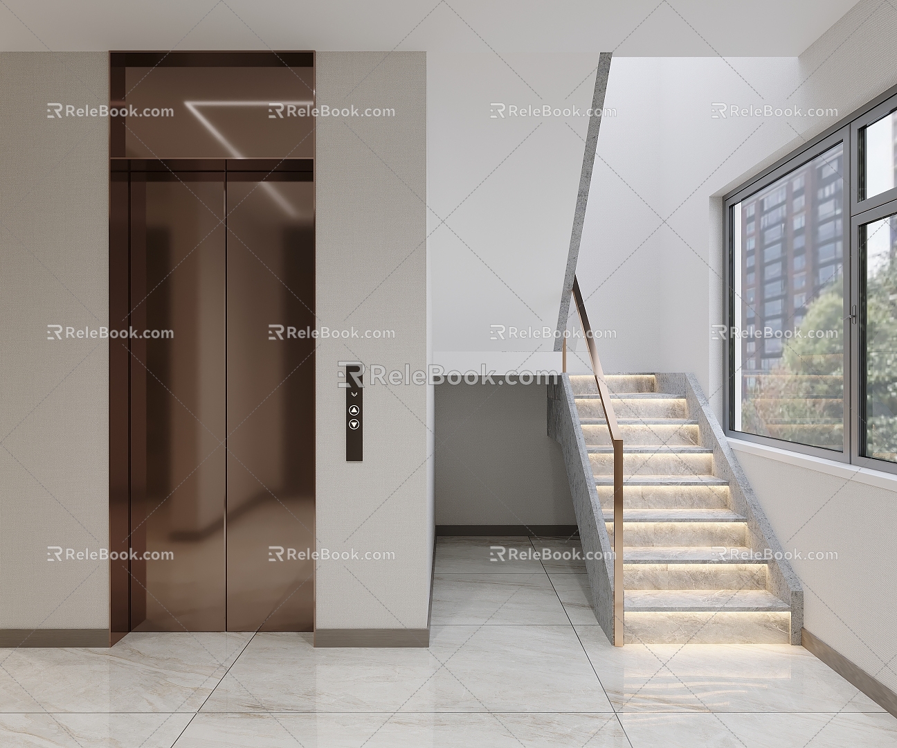 Simple staircase elevator door 3d model