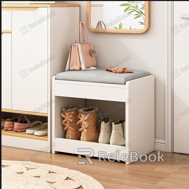 Modern shoe changing stool foyer shoe cabinet shoes mirror carpet door combination model