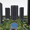 Modern High Rise Residential Complex With Lush Greenery And Central Swimming Pool