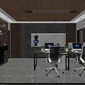 Modern Conference Room Interior Design With Meeting Table Black Chairs Chandelier Blinds And Wall Art