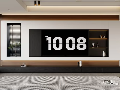 Modern TV Wall Unit With Storage Shelves TV And Decorative Items In Living Room 3d model