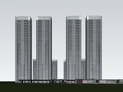 Modern High Rise Buildings With Glass Facade And Urban Architectural Design 3d model