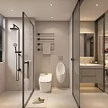 Modern Bathroom Interior Design With Glass Partition Toilet Shower Area And Vanity