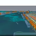 Urban Planning Model With Colored Functional Zones Water Area And Lighting Display Platform