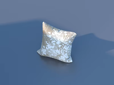 Soft Light Colored Decorative Pillow With Delicate White Floral Pattern For Home Decor 3d model