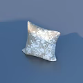 Soft Light Colored Decorative Pillow With Delicate White Floral Pattern For Home Decor