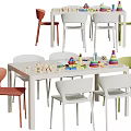 Kids Play Table With Colorful Chairs And Building Blocks For Children