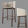 Stylish Wicker Bar Stools With Wooden Legs And Curved Backrest Design