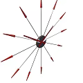 Tech Exhibition Hall Featuring Modern Star Shaped Clock With Red Pointers And Black Center