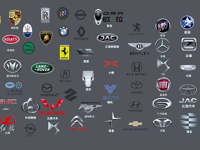 Diverse Car Brand Logos Featuring Luxury And Popular Automotive Emblems 3d model