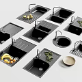 Modern Kitchen Sinks In Black Design With Single Double Bowls And Fruit Decor