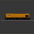Yellow Train Locomotive Model On Black Railway Track With Gray Background And Reflection