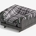 Modern Gray Single Sofa with Woven Patterned Blanket and Fringe Trim 3d model