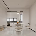 Modern Living Dining Room Interior Design With Sofa Coffee Table Round Wall Art Green Plants