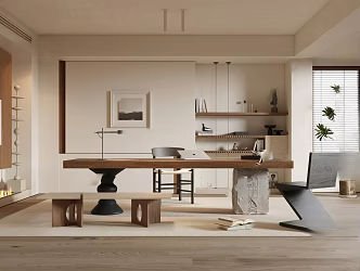Cream Style Home Study 3d model