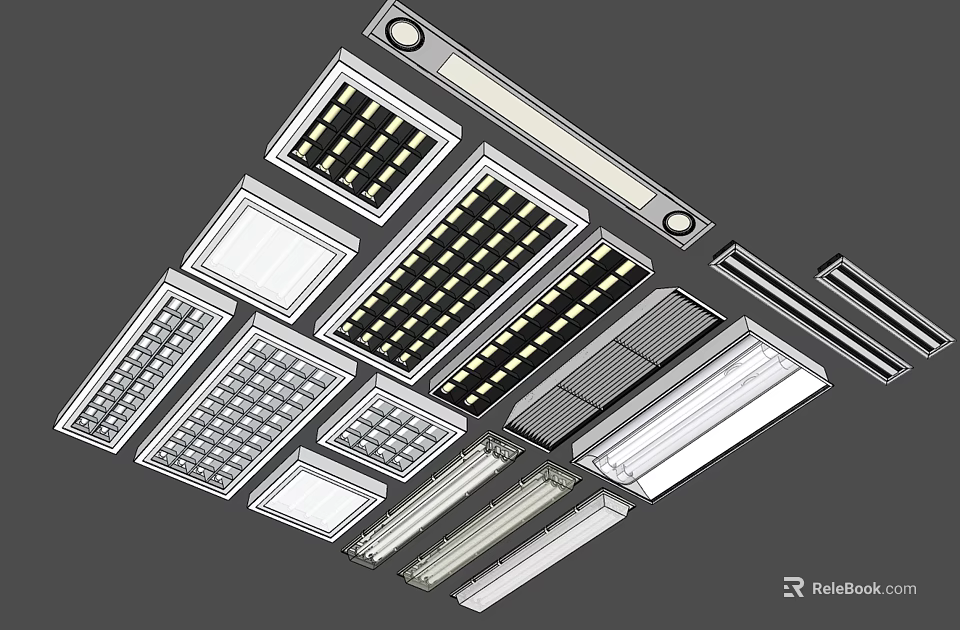 Various Styles LED Grille Lights With Modern Design For Office Commercial Ceiling Lighting 3d model 