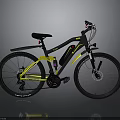 Electric Mountain Bike With Black And Yellow Frame Large Wheels And Battery