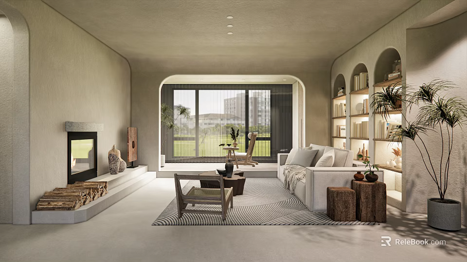 Modern Sofa And Coffee Table Set In Living Room With Minimalist Design And Cozy Atmosphere 3d model 