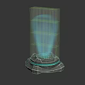 Modern Computer Device With Blue LED Glow And Multi Layer Base Structure 3d model