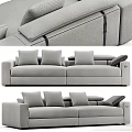 Modern Gray Fabric Sectional Sofa With Comfortable Cushions And Armrests 3d model