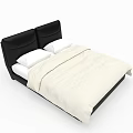 Modern Double Bed With Black Headboard White Pillows And White Comforter 3d model