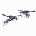 Two Detailed Dark Dragon Figurines With Winged Design And Decorative Features