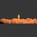 Detailed Orange Planetary Surface With Small Rover In Space Exploration Mission