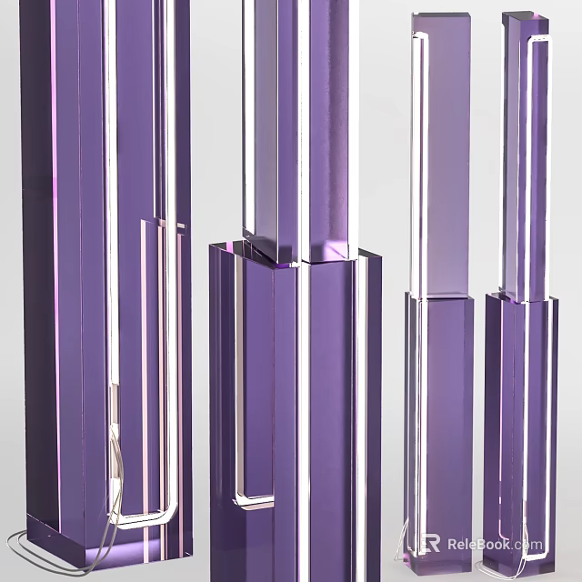 Modern Purple Geometric Table Lamp with Angular Design and Sleek Contemporary Structure 3d model 
