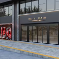 Sleek Modern Hair Salon Exterior Design With Spacious Glass Entrance And Trendy Outdoor Lounge Area